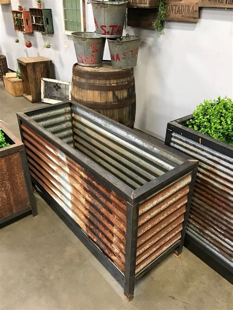 metal roofing sheet planter boxes|corrugated steel planter containers.